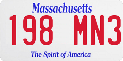 MA license plate 198MN3