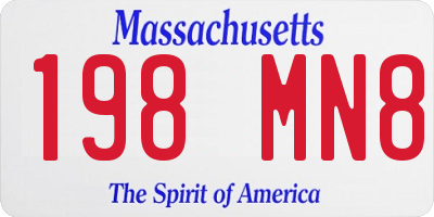 MA license plate 198MN8