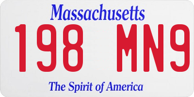 MA license plate 198MN9