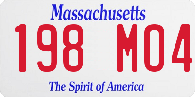 MA license plate 198MO4