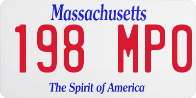 MA license plate 198MP0