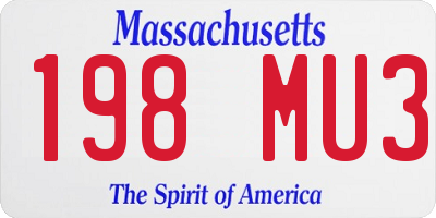 MA license plate 198MU3
