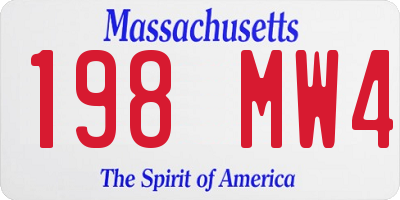 MA license plate 198MW4