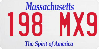MA license plate 198MX9