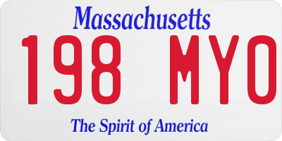 MA license plate 198MY0