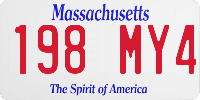 MA license plate 198MY4