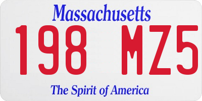 MA license plate 198MZ5