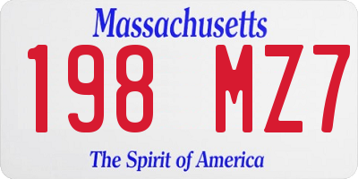MA license plate 198MZ7