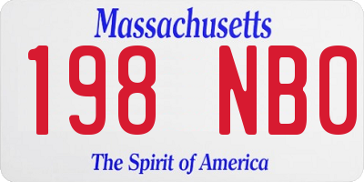 MA license plate 198NB0