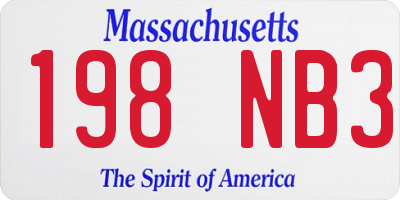 MA license plate 198NB3