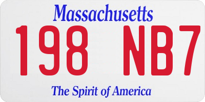 MA license plate 198NB7