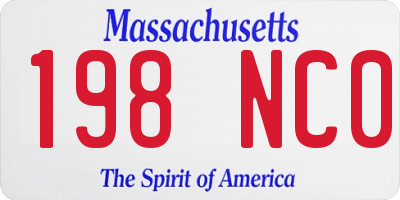 MA license plate 198NC0