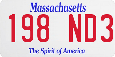 MA license plate 198ND3