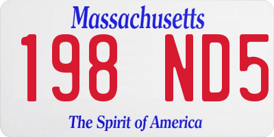 MA license plate 198ND5