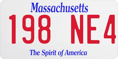 MA license plate 198NE4