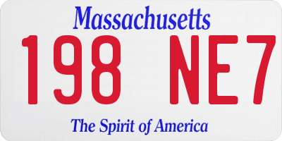 MA license plate 198NE7
