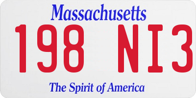 MA license plate 198NI3