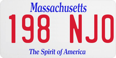 MA license plate 198NJ0