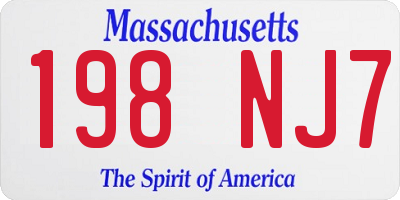 MA license plate 198NJ7