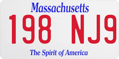MA license plate 198NJ9
