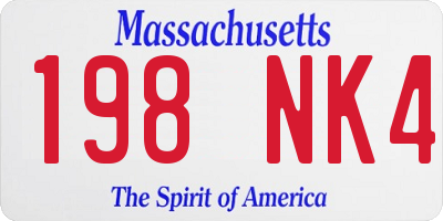 MA license plate 198NK4