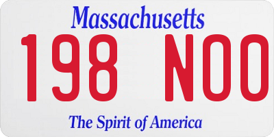 MA license plate 198NO0