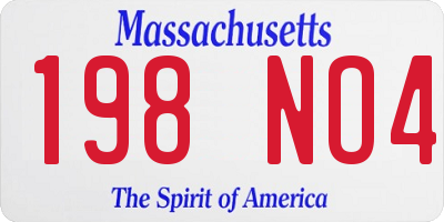 MA license plate 198NO4