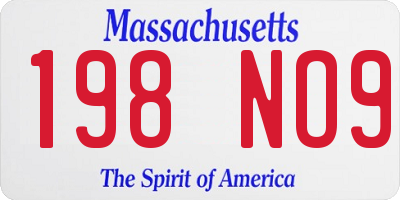MA license plate 198NO9