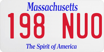 MA license plate 198NU0