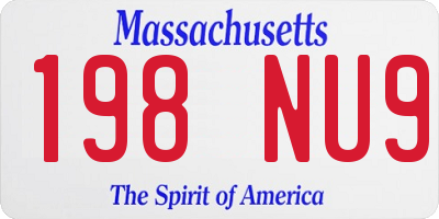 MA license plate 198NU9