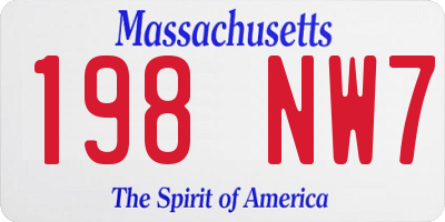 MA license plate 198NW7