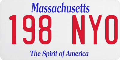 MA license plate 198NY0