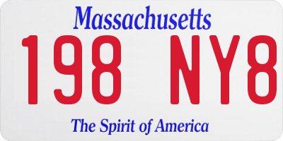 MA license plate 198NY8