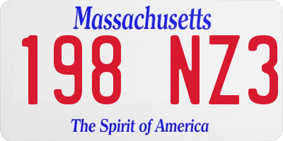MA license plate 198NZ3