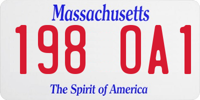 MA license plate 198OA1