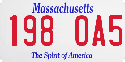 MA license plate 198OA5