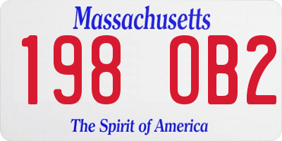 MA license plate 198OB2