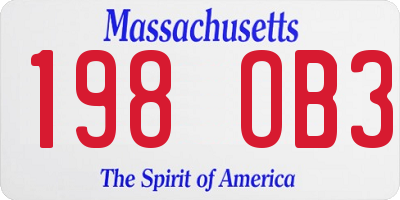 MA license plate 198OB3