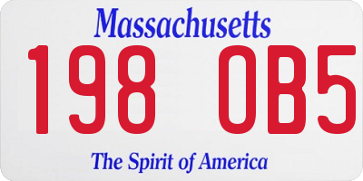 MA license plate 198OB5