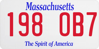 MA license plate 198OB7