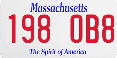 MA license plate 198OB8