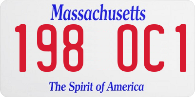 MA license plate 198OC1
