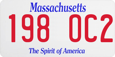 MA license plate 198OC2