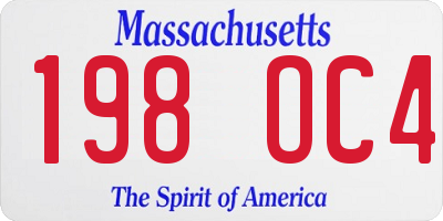 MA license plate 198OC4