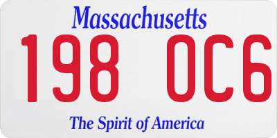 MA license plate 198OC6