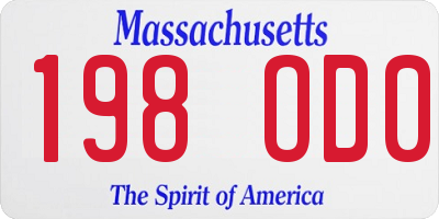 MA license plate 198OD0