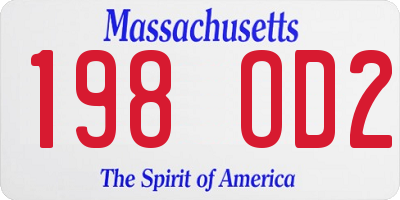 MA license plate 198OD2