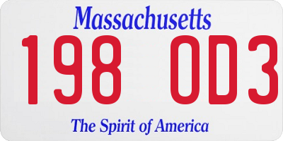 MA license plate 198OD3