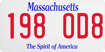 MA license plate 198OD8