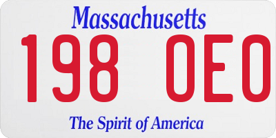 MA license plate 198OE0